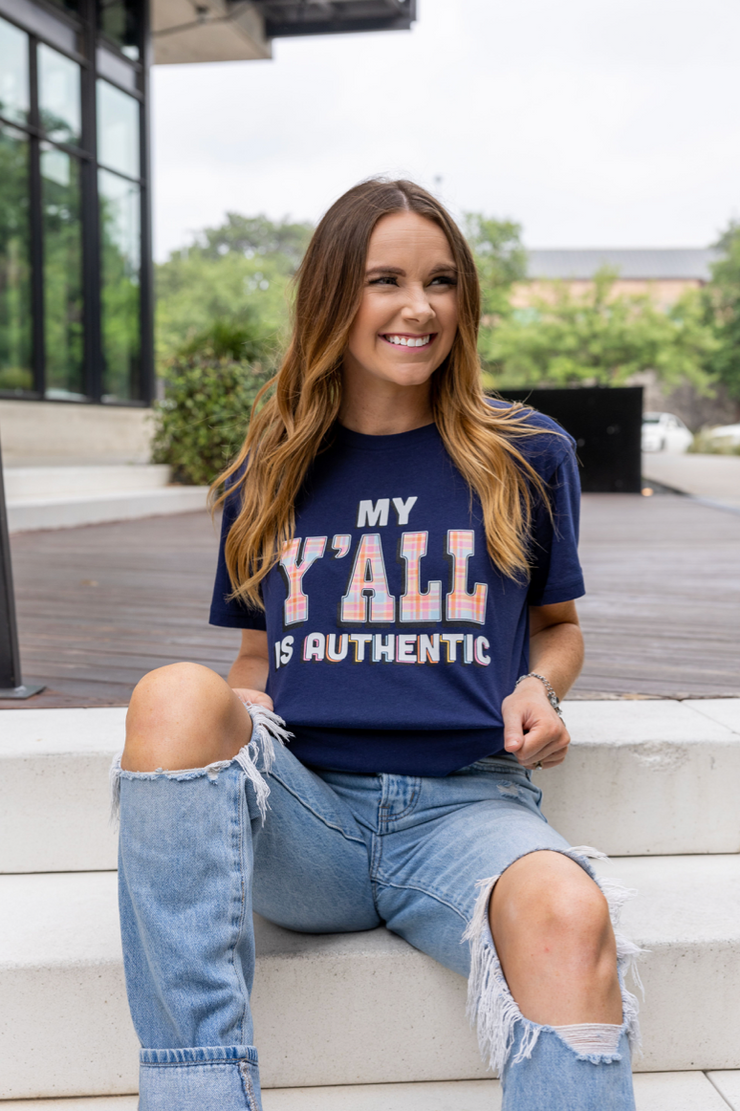 K&C - My Y'all Is Authentic (Athletic Navy) - Short Sleeve / Crew