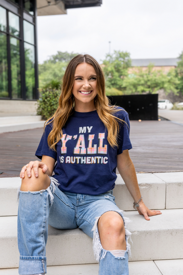 K&C - My Y'all Is Authentic (Athletic Navy) - Short Sleeve / Crew