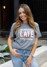 K&C - Running Late Is My Cardio (Graphite Heather) - Short Sleeve / Crew