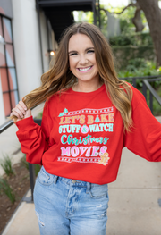 K&C - Watch Christmas Movies (New Red) - Long Sleeve / Crew