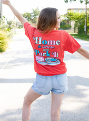 K&C - Home Is Where You Park It (Deep Coral) - Short Sleeve / Crew