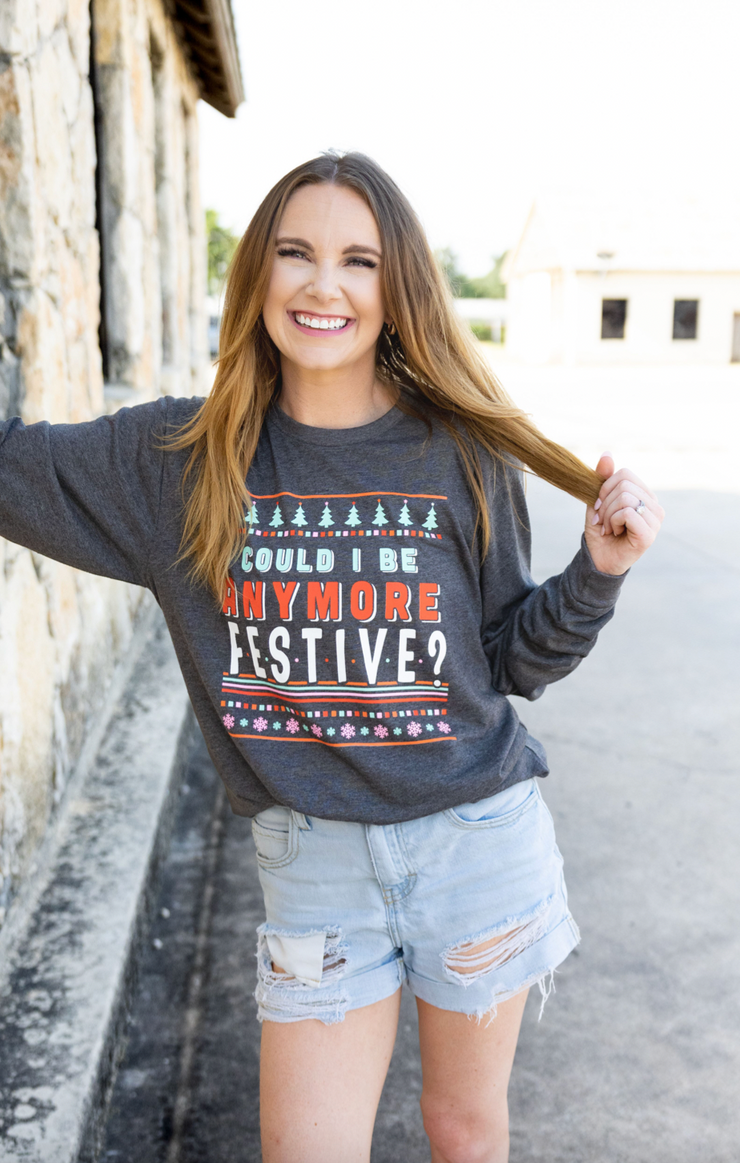 K&C - Could I Be Anymore Festive (Htr Charcoal) - LS / Crew