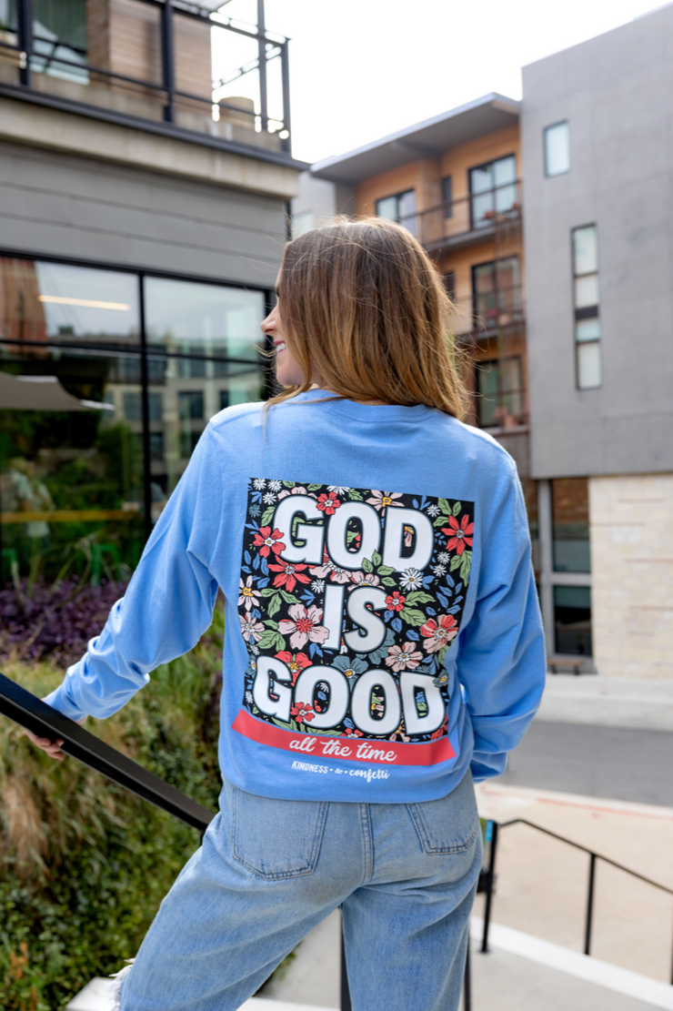 K&C - God Is Good (Sky Blue) - Long Sleeve / Crew