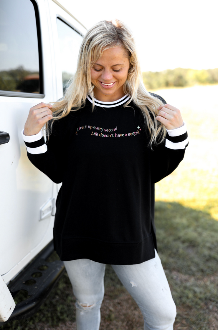 Life Doesn't Have a Sequel (Midnight) - Retro Sweatshirt / Crew Speciality Ribbing