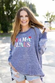 Mama Claus (Blue Jean) - Burnout Sweatshirt / Crew
