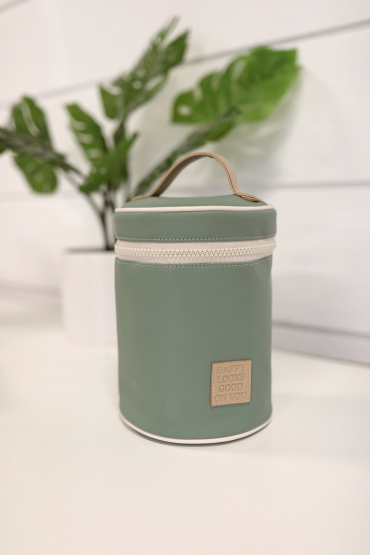 Barrel Toiletry Bag - Happy Looks Good On You (Matcha/Latte) - Pack of 5