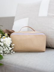 Cosmetic Bag - MAMA - Embossed Hold All Makeup Bag (Latte) - Pack of 5
