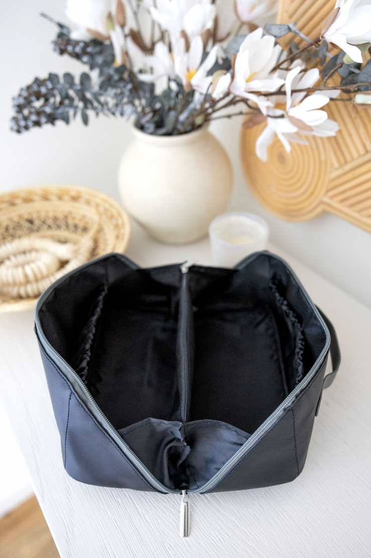 Cosmetic Bag - Hold All Makeup Bag (Midnight/Charcoal) - Pack of 5
