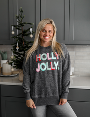 Holly Jolly (Charcoal) - Burnout Sweatshirt / Crew