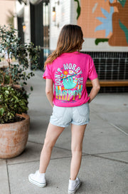 K&C - Don't Worry Be Happy (Heliconia Heather) - Short Sleeve / Crew