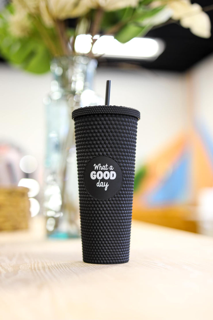 Textured Tumbler - What A Good Day (Black) - Pack of 6