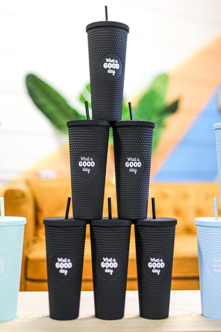 Textured Tumbler - What A Good Day (Black) - Pack of 6