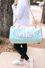 Duffle Bag (Cream/Lt. Blue) - Wifey Travel - Pack of 5