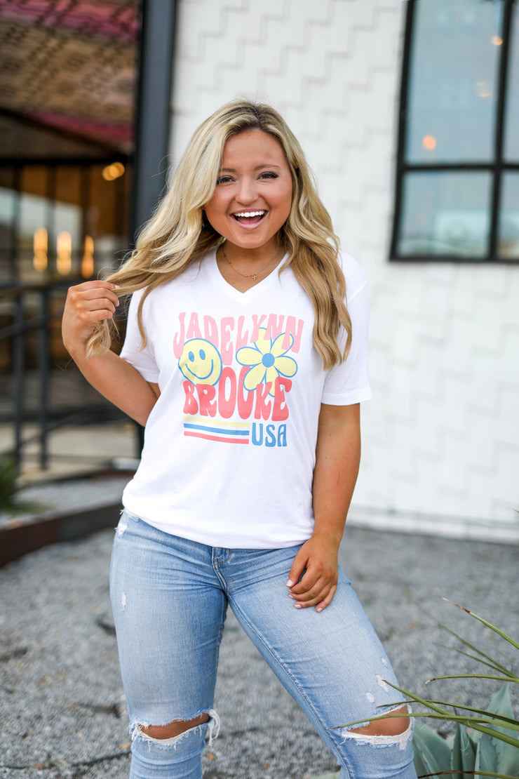 USA Logo (White) - Short Sleeve / V-Neck