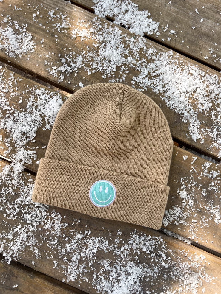 Beanie (Tan) - Happy - Pack of 5