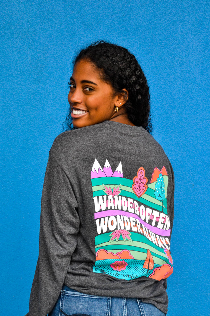 K&C Wander Often Wonder Always (Charcoal Heather) - Long Sleeve / Crew