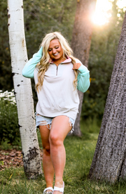 Moxie Pullover (Mint/Pink) - Long Sleeve 1/4 Zip