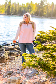 Blaze Pullover (Pink/Cream) - Long Sleeve 1/4 Zip