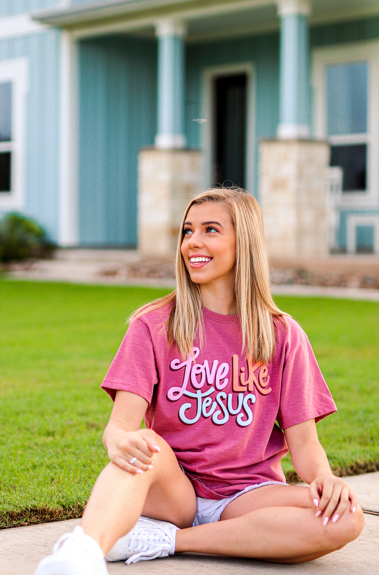 Love Like Jesus (Mauve Heather) - Short Sleeve / Crew