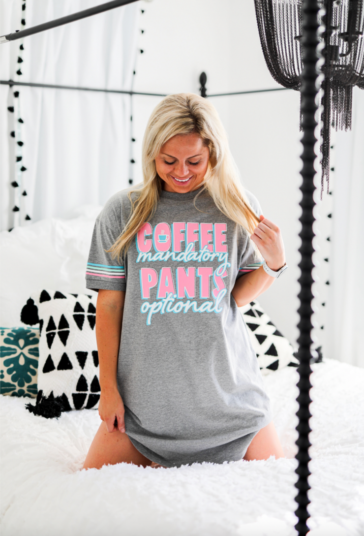 Coffee Mandatory Pants Optional (Dark Grey Heather) - Sleep Shirt - Pack of 6