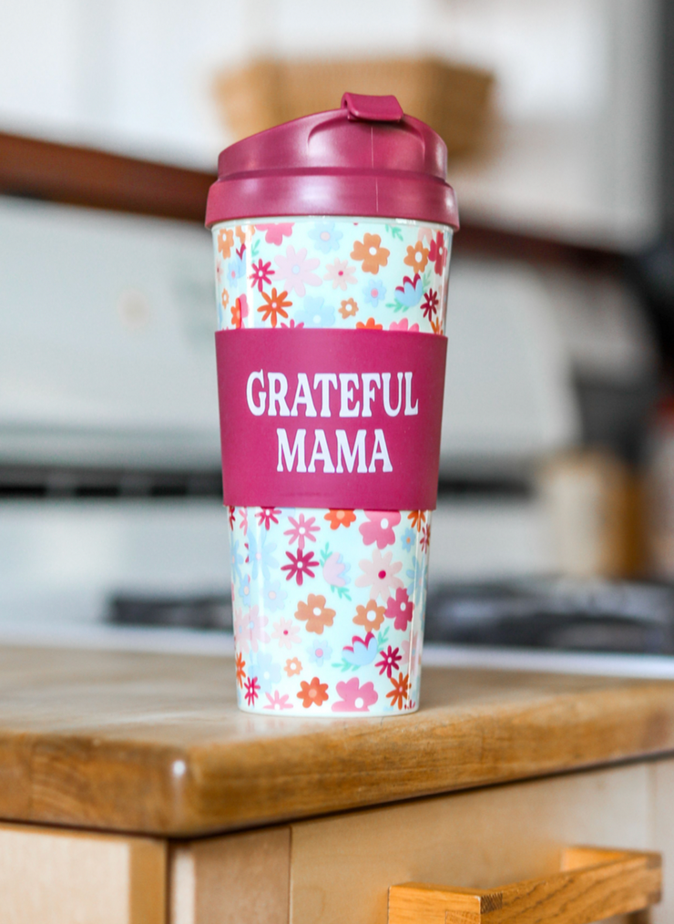 Tumbler Coffee Mug (Dark Blush Floral) - Grateful Mama - Pack of six