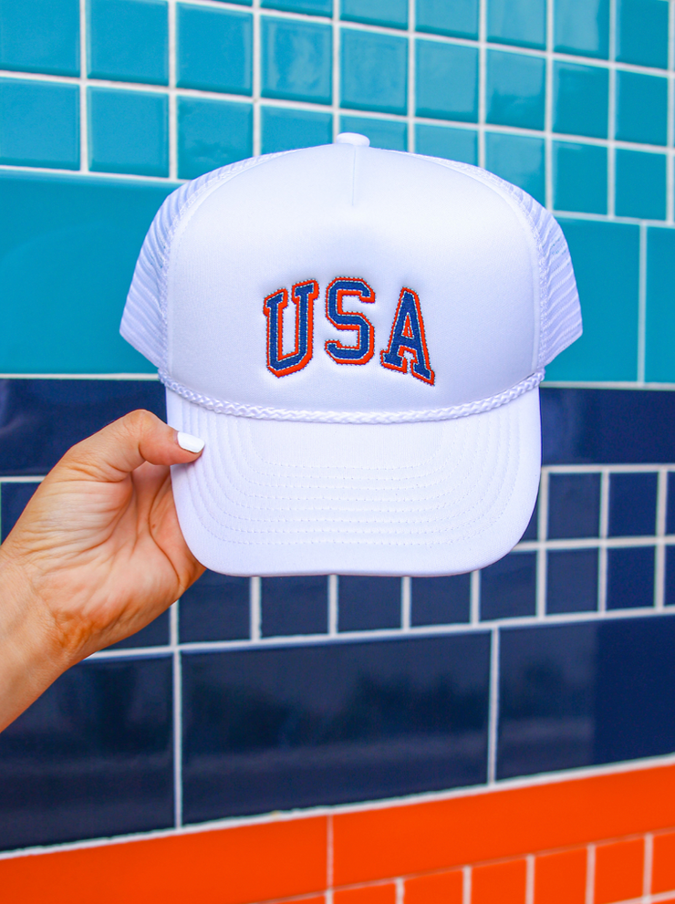 Cap - USA Embroidery (White)- Pack of 6