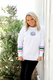 Doodle (White Stripe Sleeve) - Fleece Sweatshirt / Crew