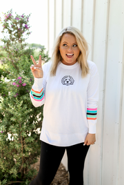 Doodle (White Stripe Sleeve) - Fleece Sweatshirt / Crew