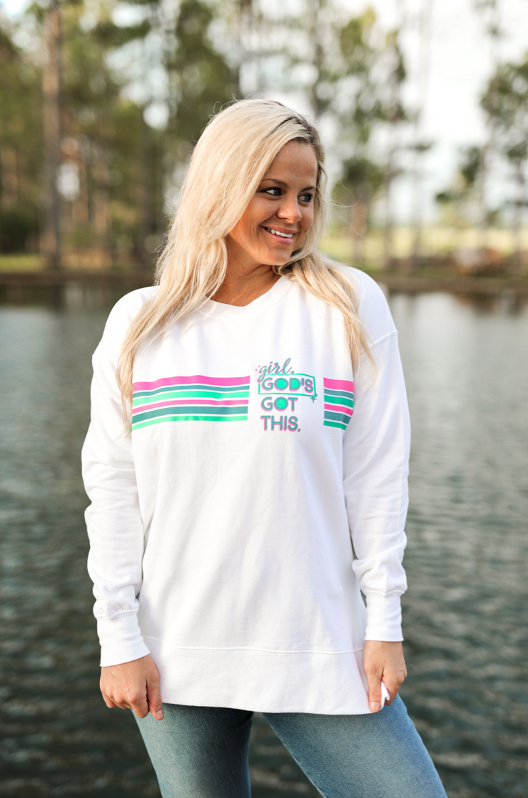 Girl, God's Got This (White) - Fleece Sweatshirt / Crew