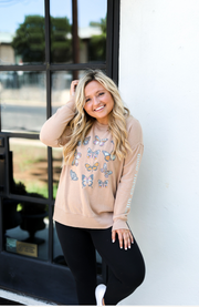 Good Things Ahead (Taupe) - Acid Wash Sweatshirt / Crew