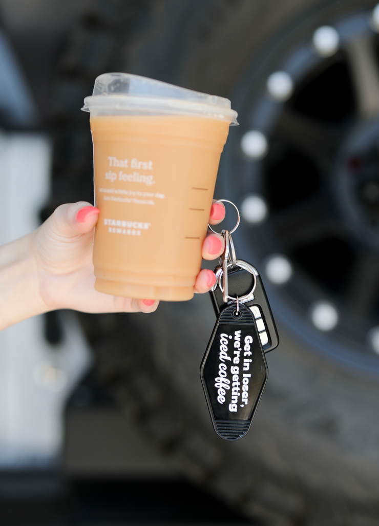 Keychain - We're Getting Iced Coffee (Black) - 6 Pack