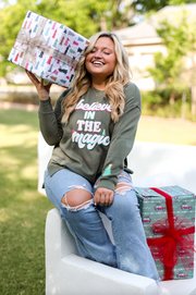 Believe In The Magic (Olive) - Acid Wash Sweatshirt / Crew