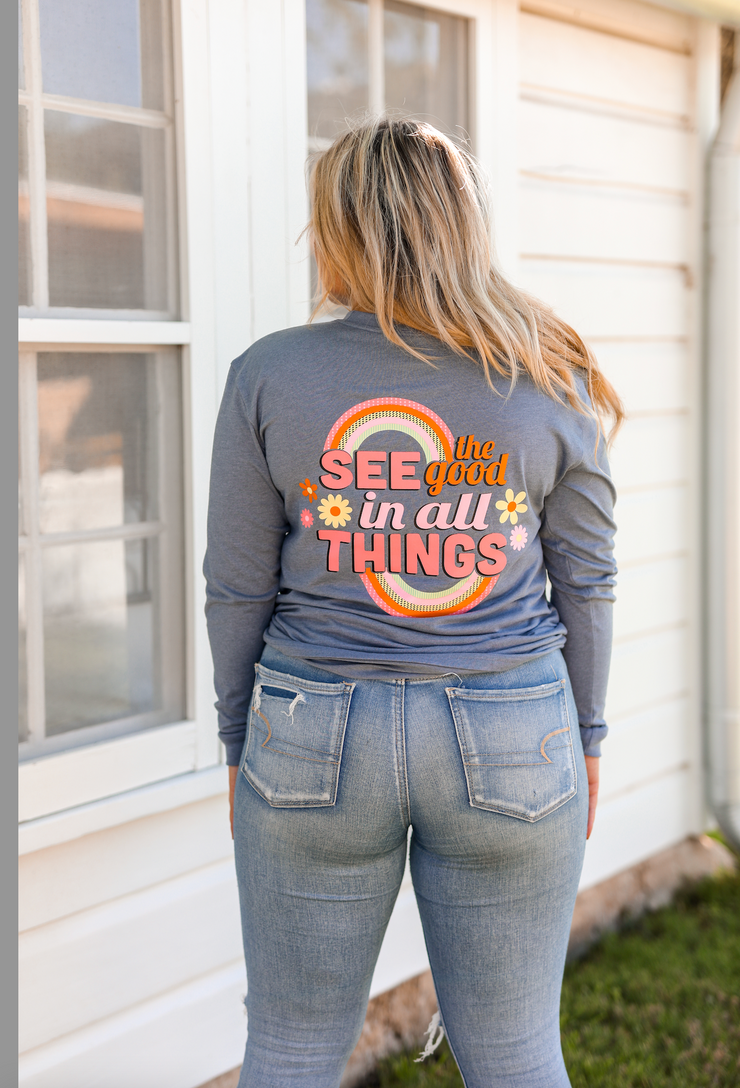 See The Good (Blue Jean Heather) - Long Sleeve / Crew