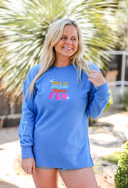 Rule #1 Embroidery (Flo Blue) - Fleece Sweatshirt / Crew