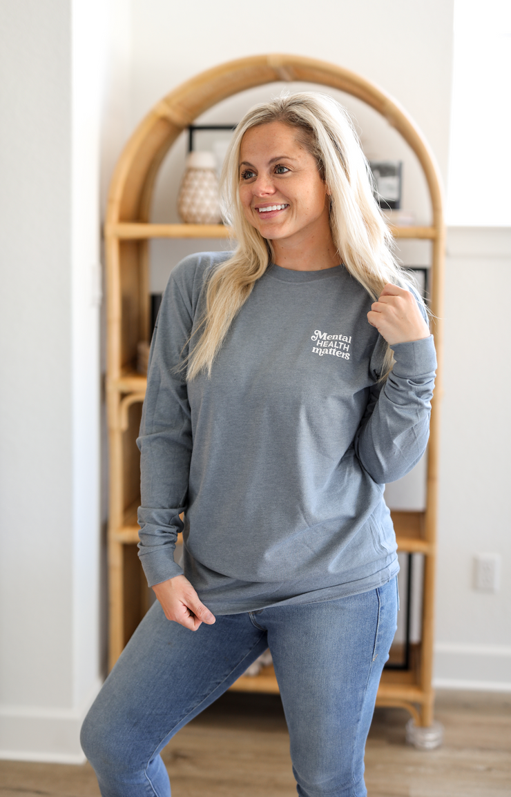 Anxiety Society Collage (Blue Jean Heather) - Long Sleeve / Crew