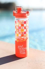 Glass Water Bottle (Orange) - Girl God's Got This - 6 Pack