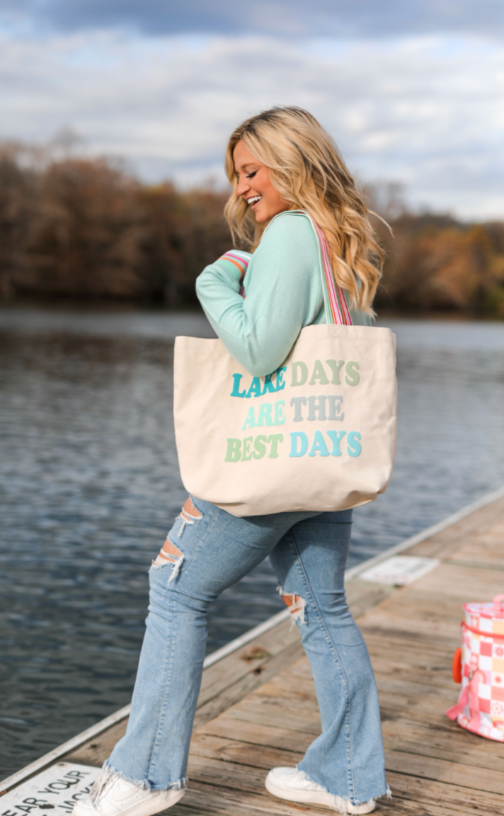 Canvas Tote - Lake Days Are The Best Days (Natural) - Pack of 6