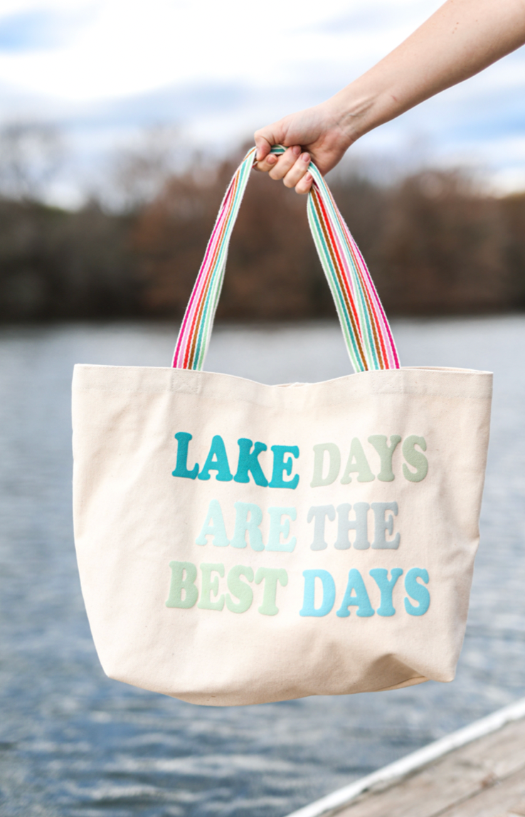 Canvas Tote - Lake Days Are The Best Days (Natural) - Pack of 6