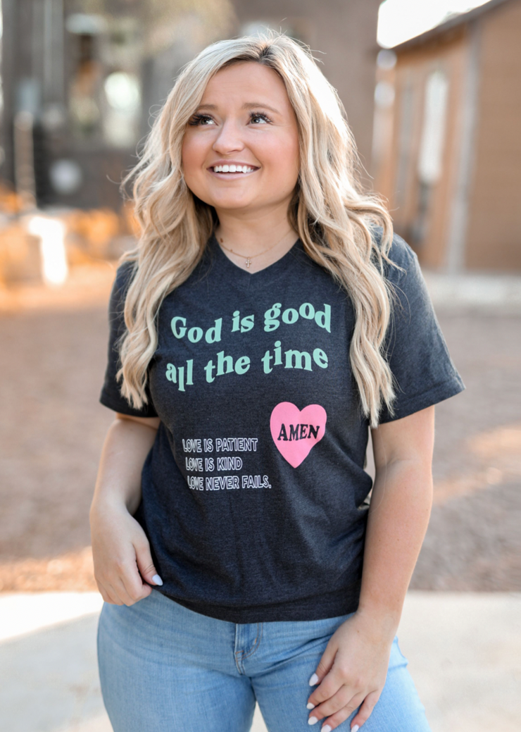 God Is Good All The Time (Black Heather) - Short Sleeve / V-Neck