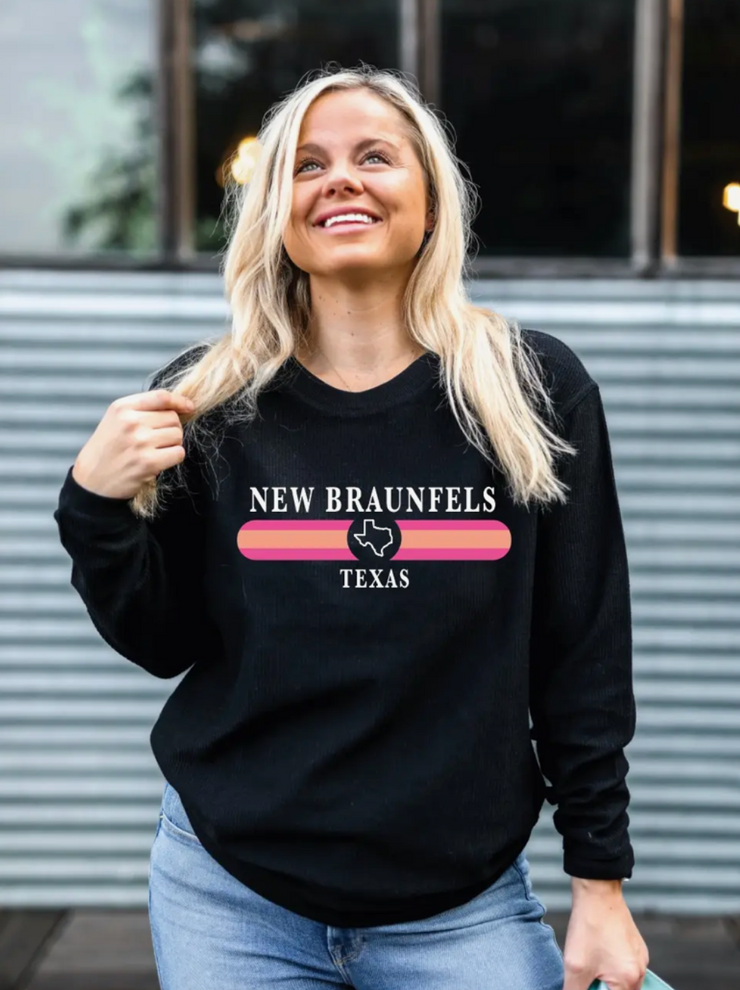 Custom: Chic (Black) - Corded Sweatshirt / Crew
