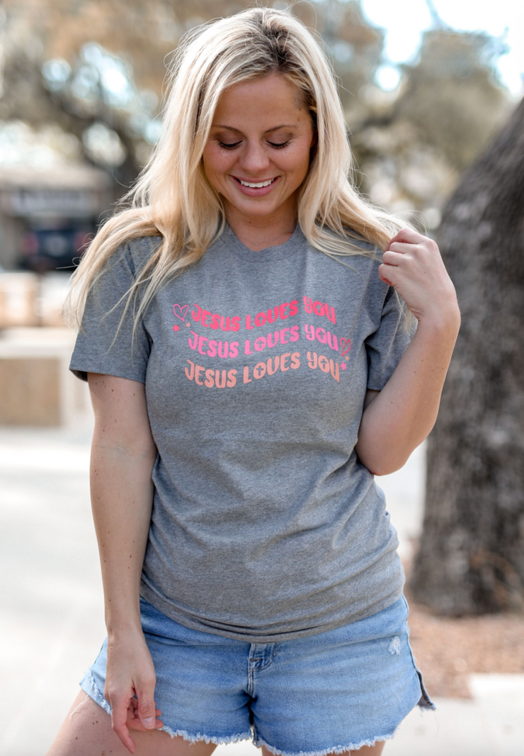 Jesus Loves You (Light Grey Heather) - Short Sleeve / Crew