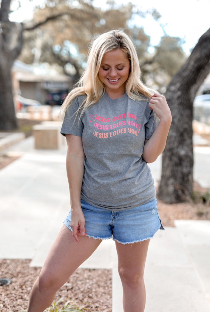 Jesus Loves You (Light Grey Heather) - Short Sleeve / Crew