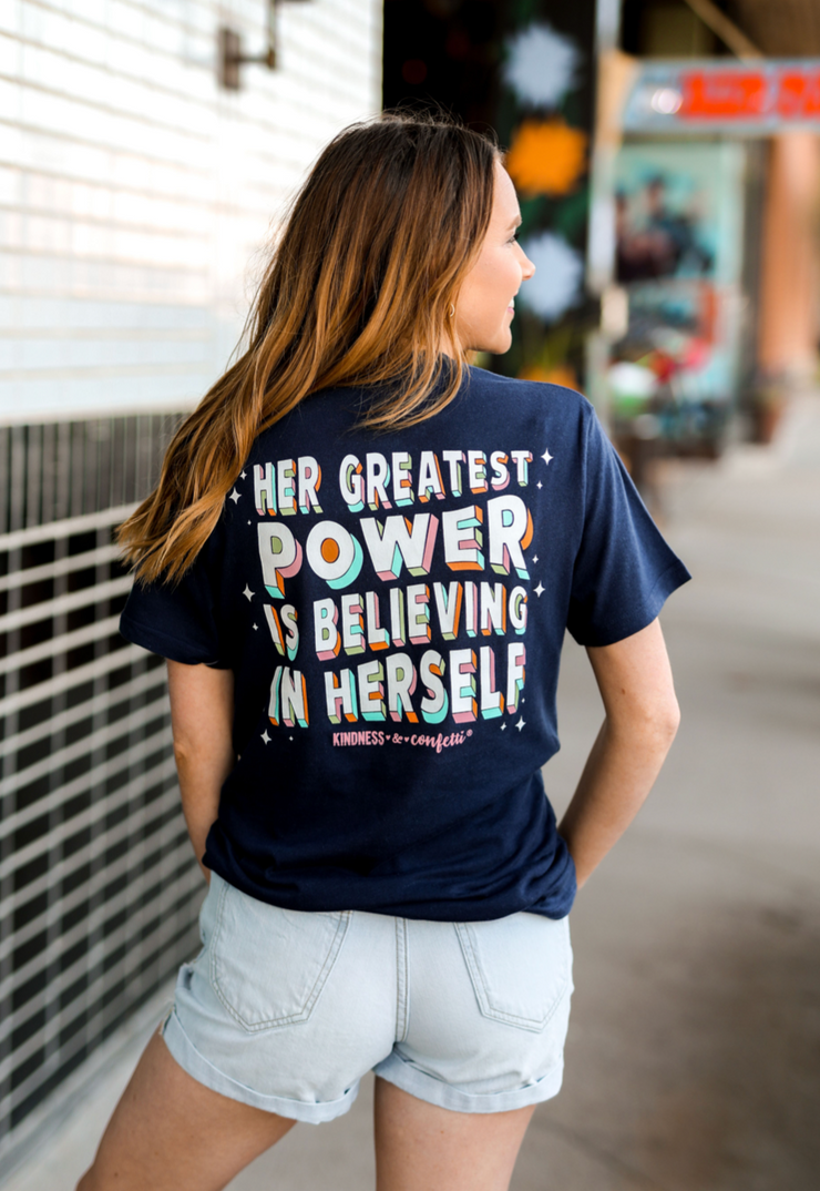K&C - Her Greatest Power Is Believing (Athletic Navy) - Short Sleeve / Crew