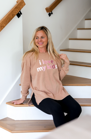 Love My Kids (Taupe Acid Wash) - Long Sleeve / Sweatshirt Crew