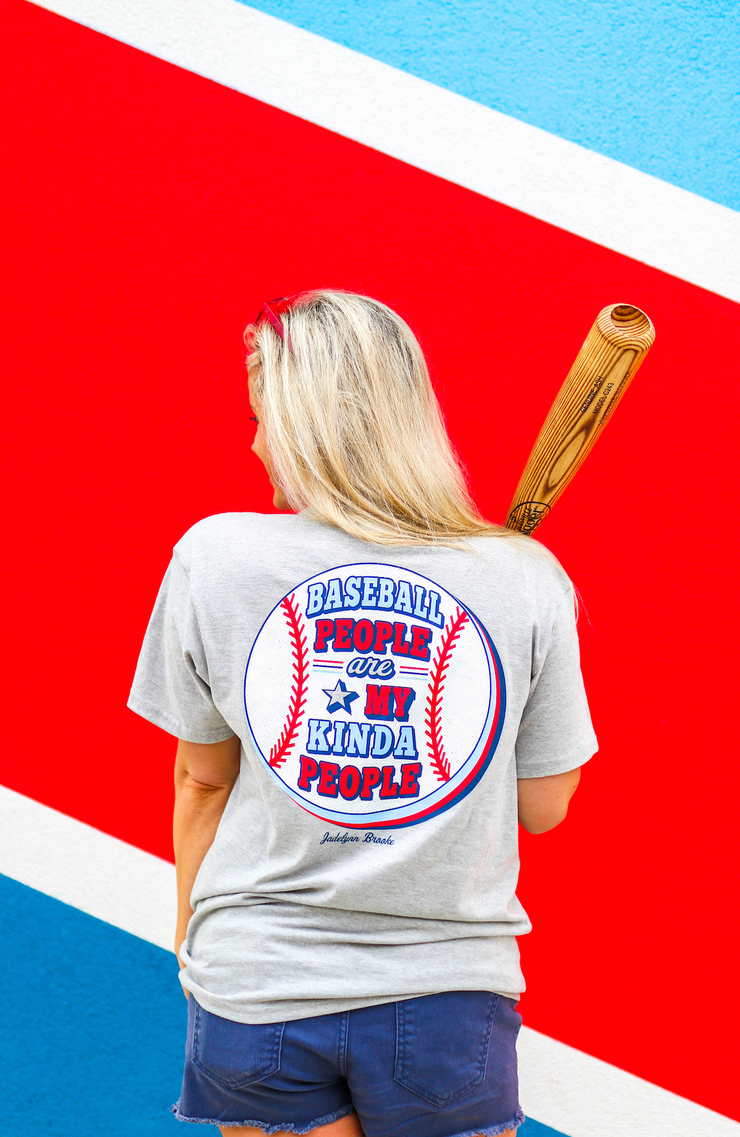 Baseball People Are My Kind Of People (Heather Light Grey) - Short Sleeve / Pocket