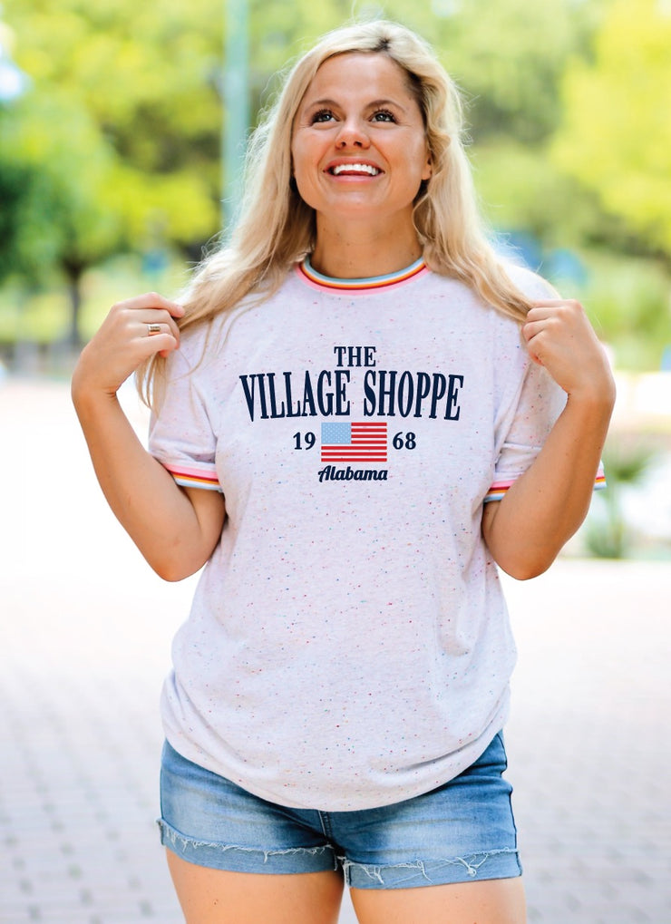 America Custom (White Funfetti Ribbed) - Short Sleeve / Crew