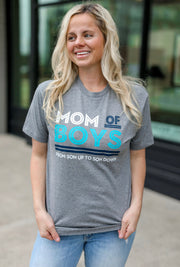 Mom Of Boys (Graphite Heather) - Short Sleeve / Crew