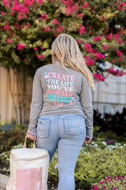 Create The Life (Dark Grey Heather Decorative Rib) - Long Sleeve / Crew