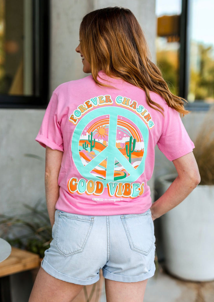 K&C - Chasing Good Vibes (Safety Pink) - Short Sleeve / Crew