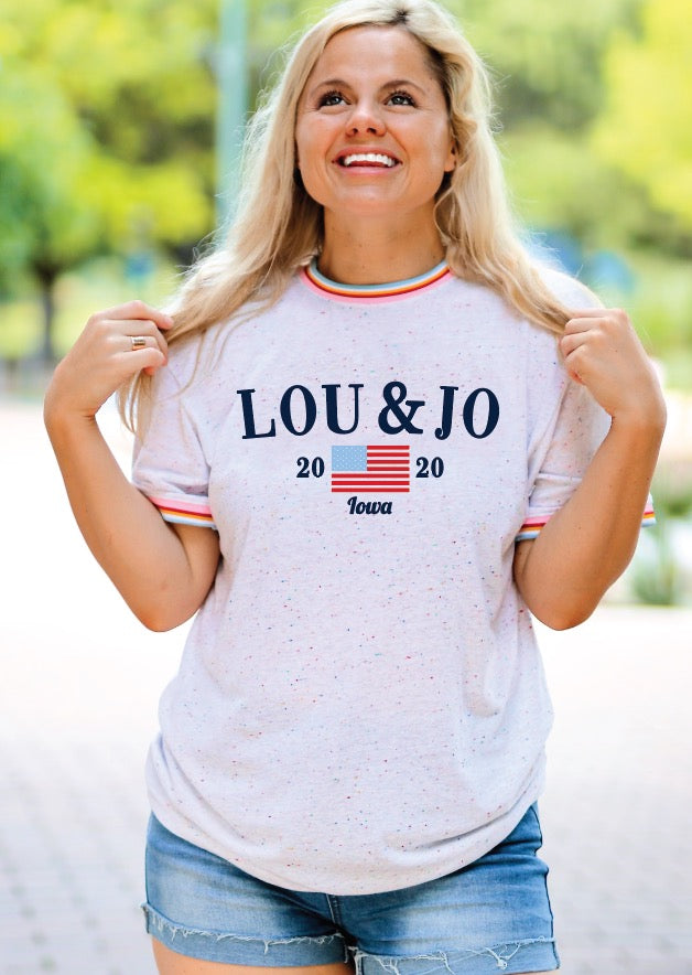 America Custom (White Funfetti Ribbed) - Short Sleeve / Crew